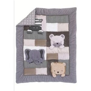 NOJO 3D Baby Crib Comforter Play Day ZooPals Bear Lion Zebra Elephant Ultra Soft